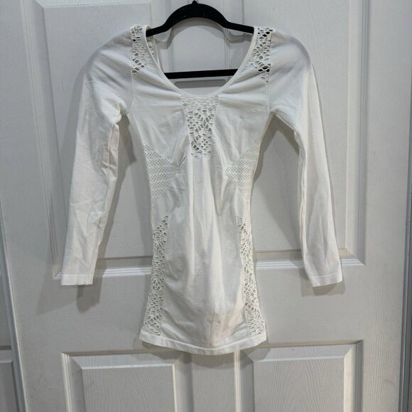 House of CB White Long Sleeve Alana Scoop‎ Stretch Knit Bodycon Mini Dress XS/S - Picture 3 of 11